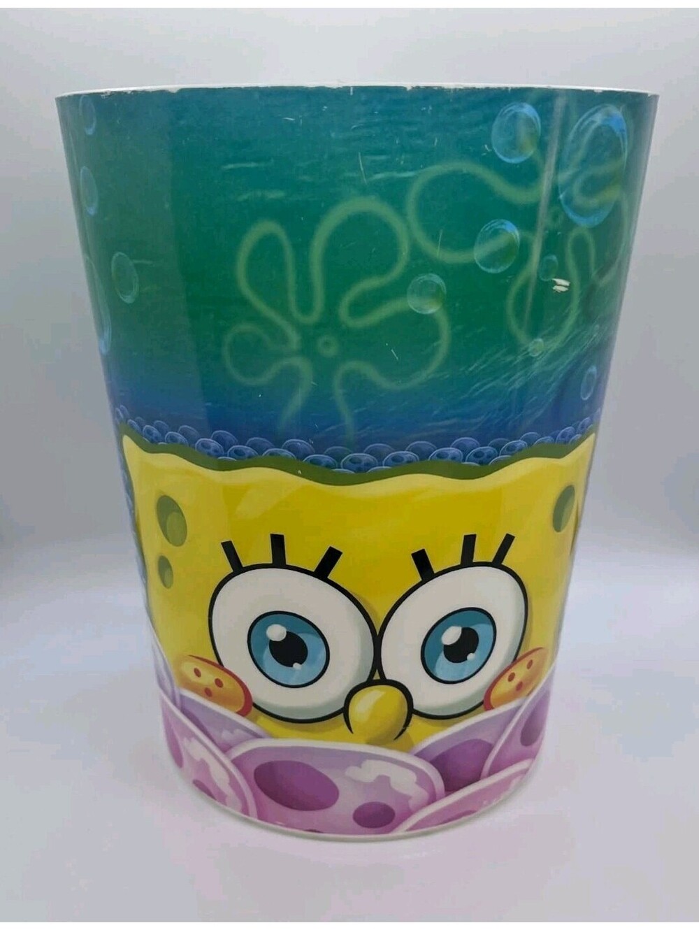SpongeBob SquarePants 2014 Plastic Wastebasket Trash Can Nickelodeon Bedroom VGC